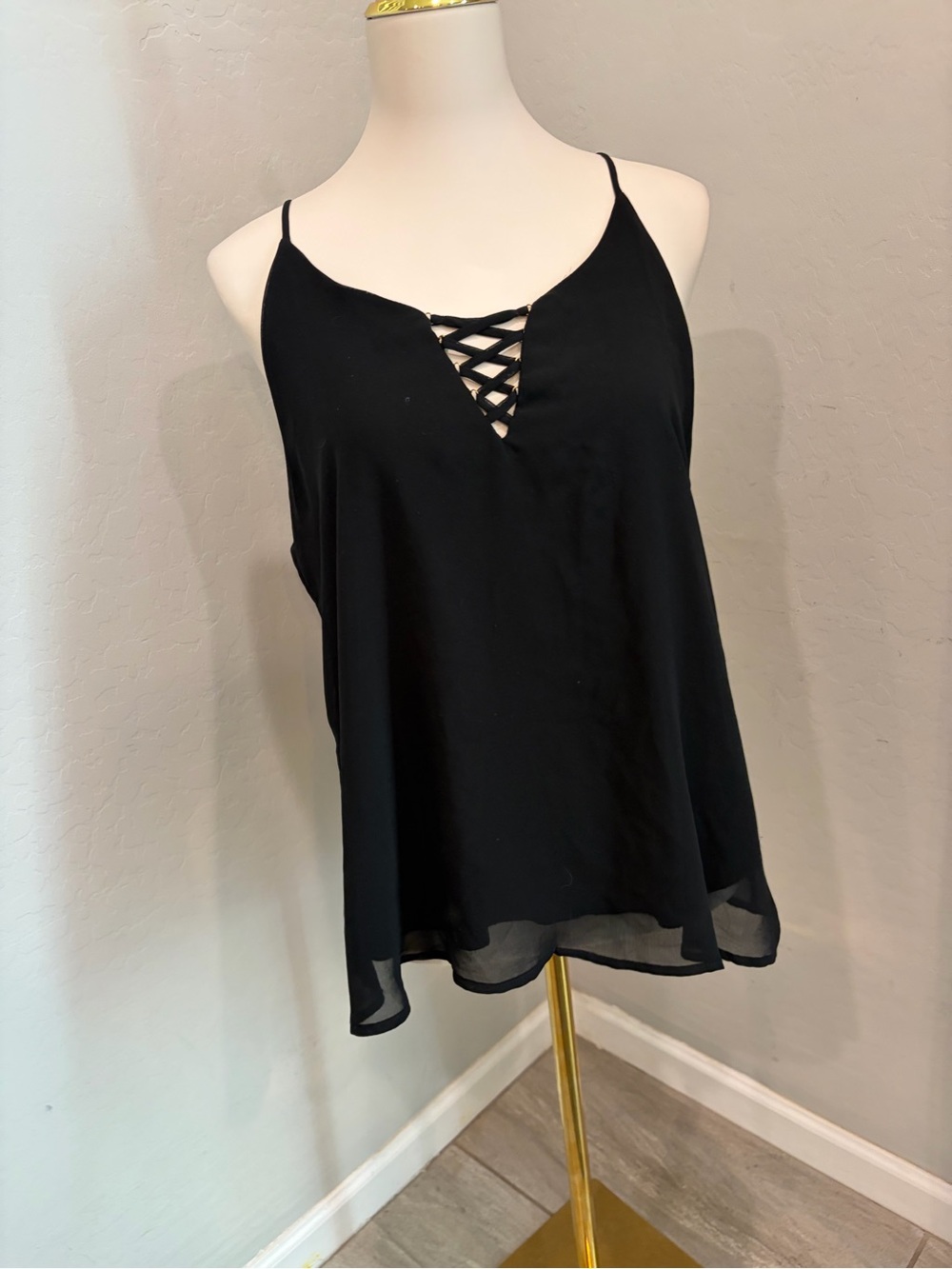 NAIF Black Crisscross V-Neck Camisole